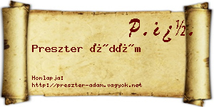 Preszter Ádám névjegykártya